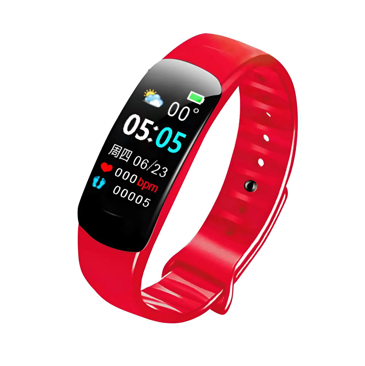 C1plus smart bracelet with 0.96 screen, TPU wristband, step counter, and USB charging cable