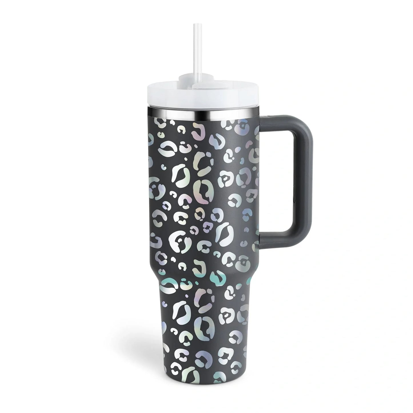 40oz stainless steel straw coffee mug with handle, ideal for travel