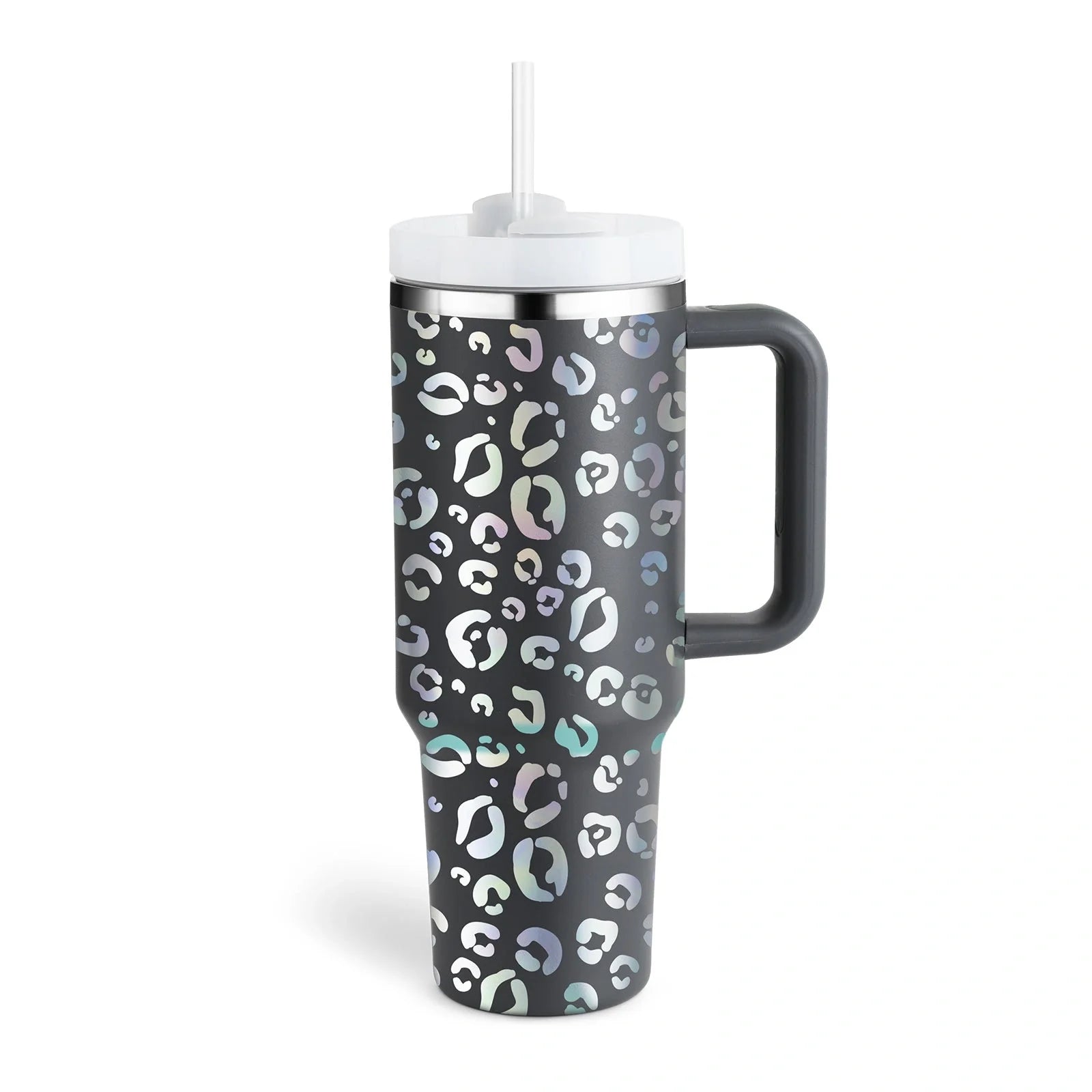 40oz stainless steel straw coffee mug with handle, ideal for travel