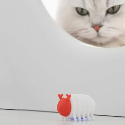 White interactive cat toy, smart electric, USB Type-C rechargeable, 20g silicone and PP, size 47 * 29 * 27