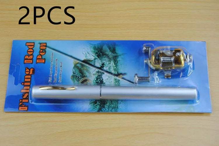 Telescopic drum pen rod fishing gear set for ice fishing in various colors