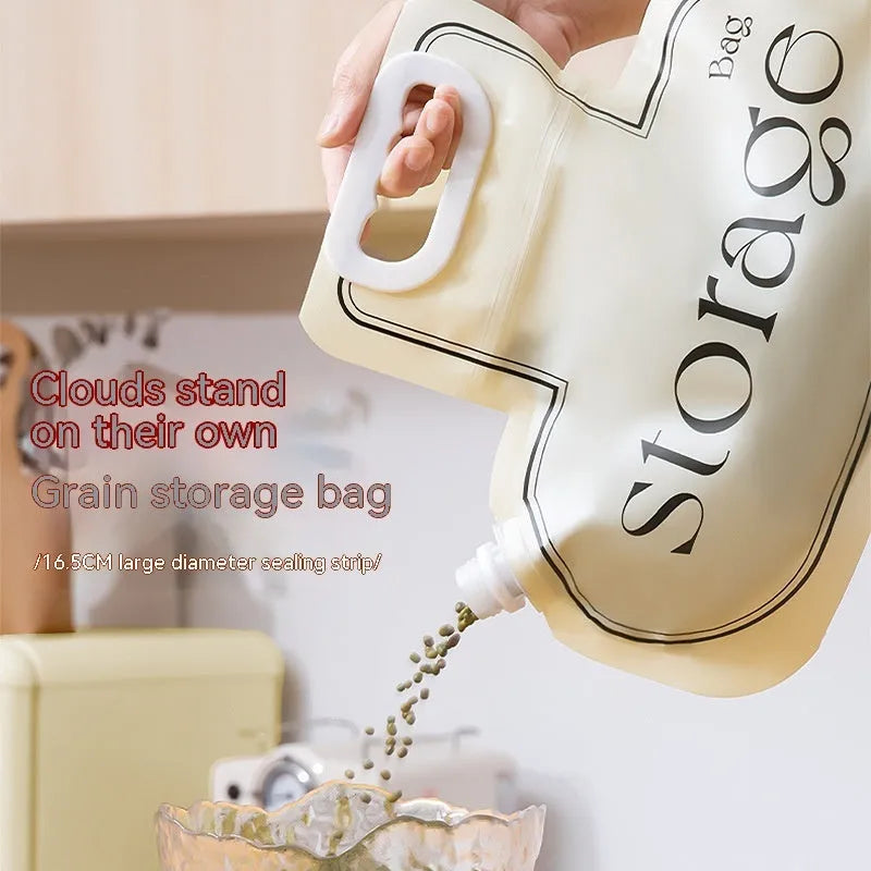 Cream coloured grain storage bag with large opening for rice wheat beans storage