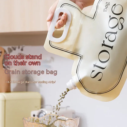 Cream coloured grain storage bag with large opening for rice wheat beans storage