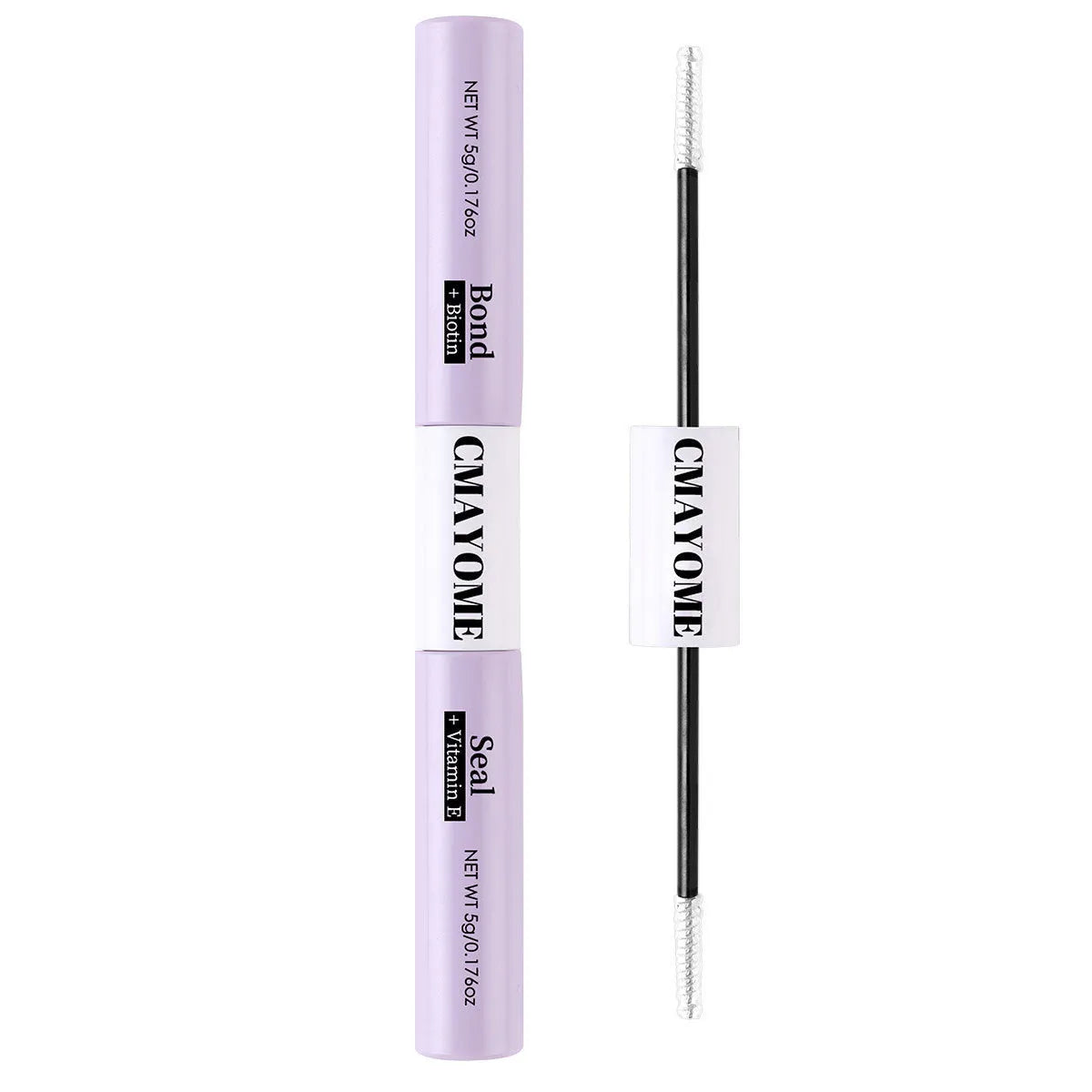 Double-headed eyelash glue tube with two applicator tips for precise lash application.