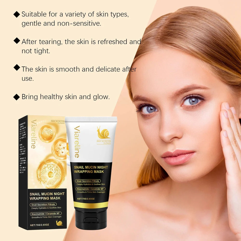 Single-use snail mucus tearing mask with 75g formulation for skin nourishment