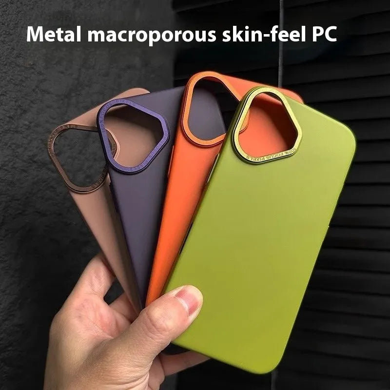 Ultra-Thin Frosted Phone Case for iPhone 14 with Large Metal Hole, Skin-Feel TPU Shell, Shockproof All-Inclusive Protection, Metal Buttons, 13 Colours Including Black and Grey