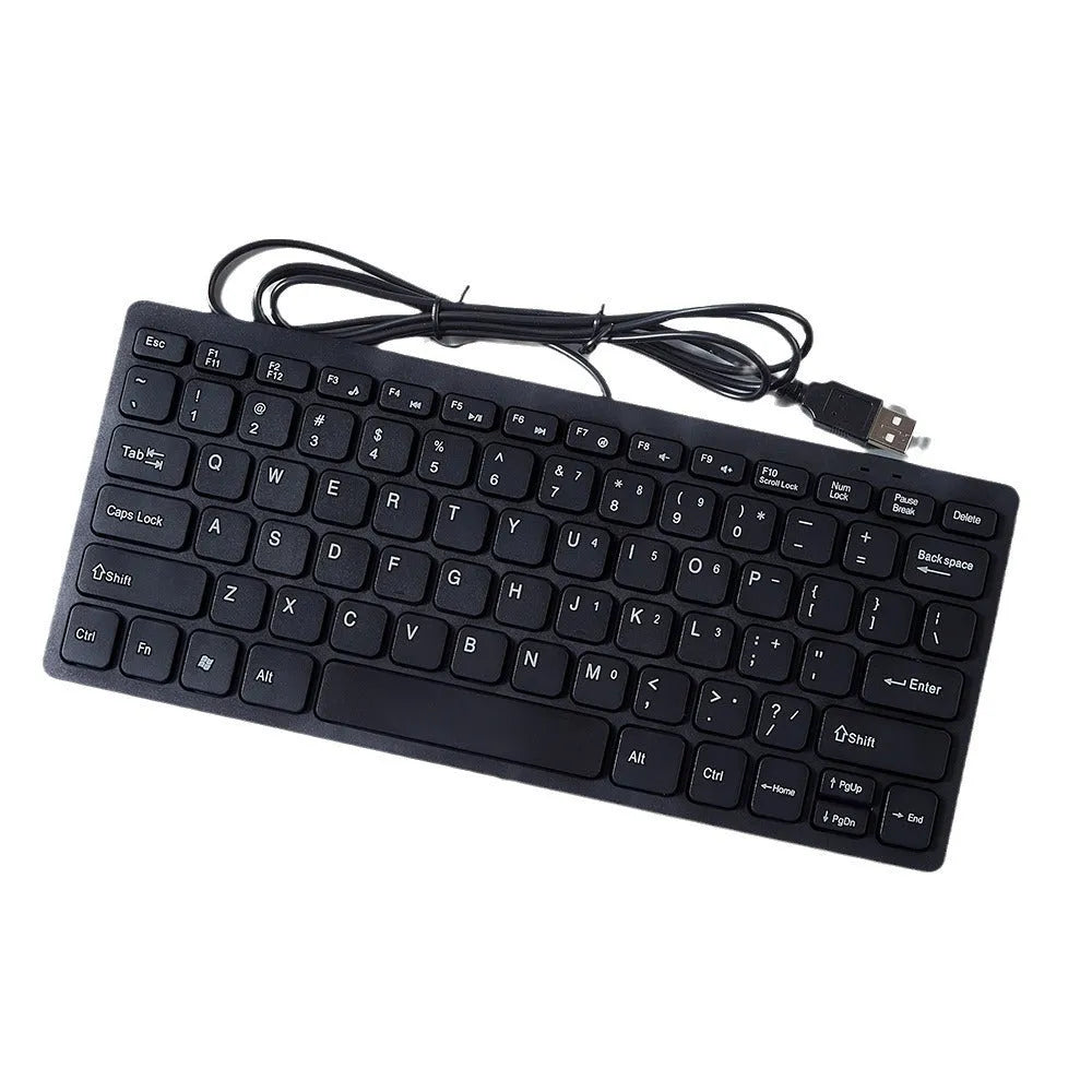 USB wired mini keyboard in four colour options showing compact 280mm design