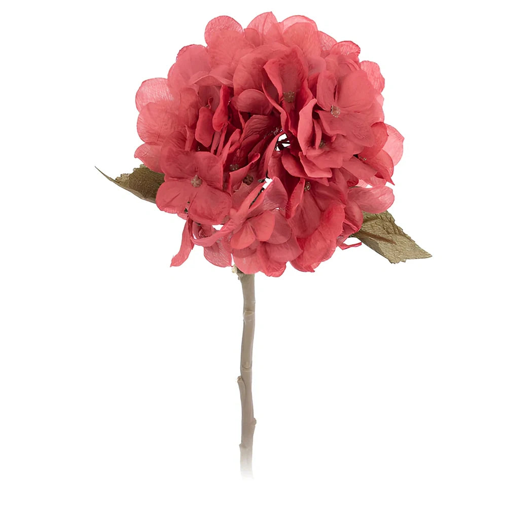 36cm artificial hydrangea branch with 16cm flower heads in coffee brown colour