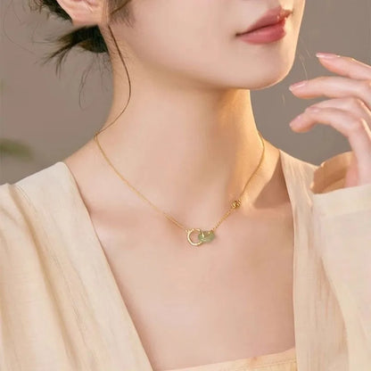 Sterling silver bamboo joint peace buckle necklace with O-ring chain and pearl accents