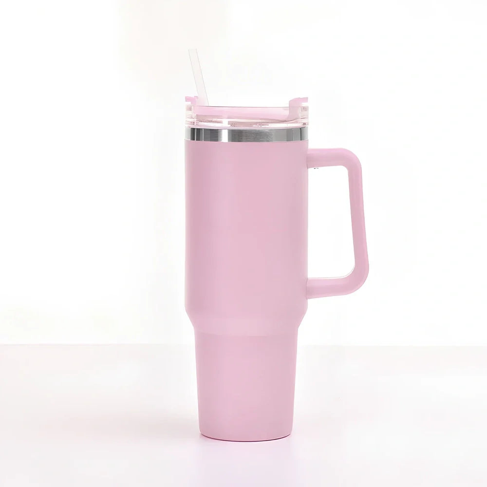 304 stainless steel vacuum cup with double-wall insulation showing 40oz capacity and 26cm height dimensions