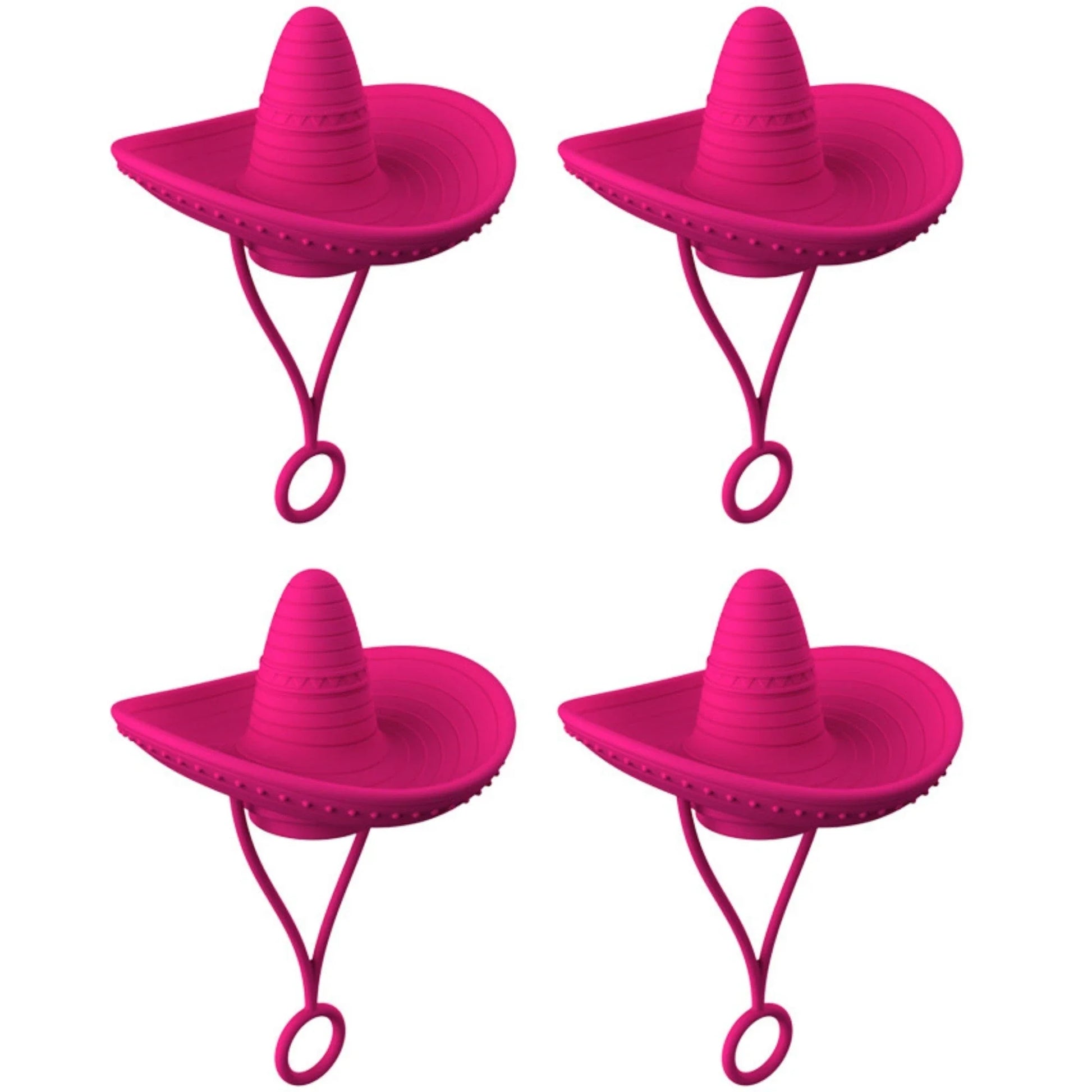 Stylish cowboy hat-shaped straw covers made of food-grade silicone in vibrant macaroon colors for protecting and decorating drinks
