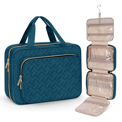 Portable travel storage wash bag for cosmetics in various colours including leopard print