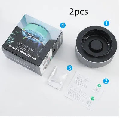 Portable automatic air purifier ashtray with negative ion technology for smoke removal