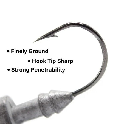 Yayu shaped lead head fishing hooks in blue, silver, and yellow with weight options from 3.5g to 28g