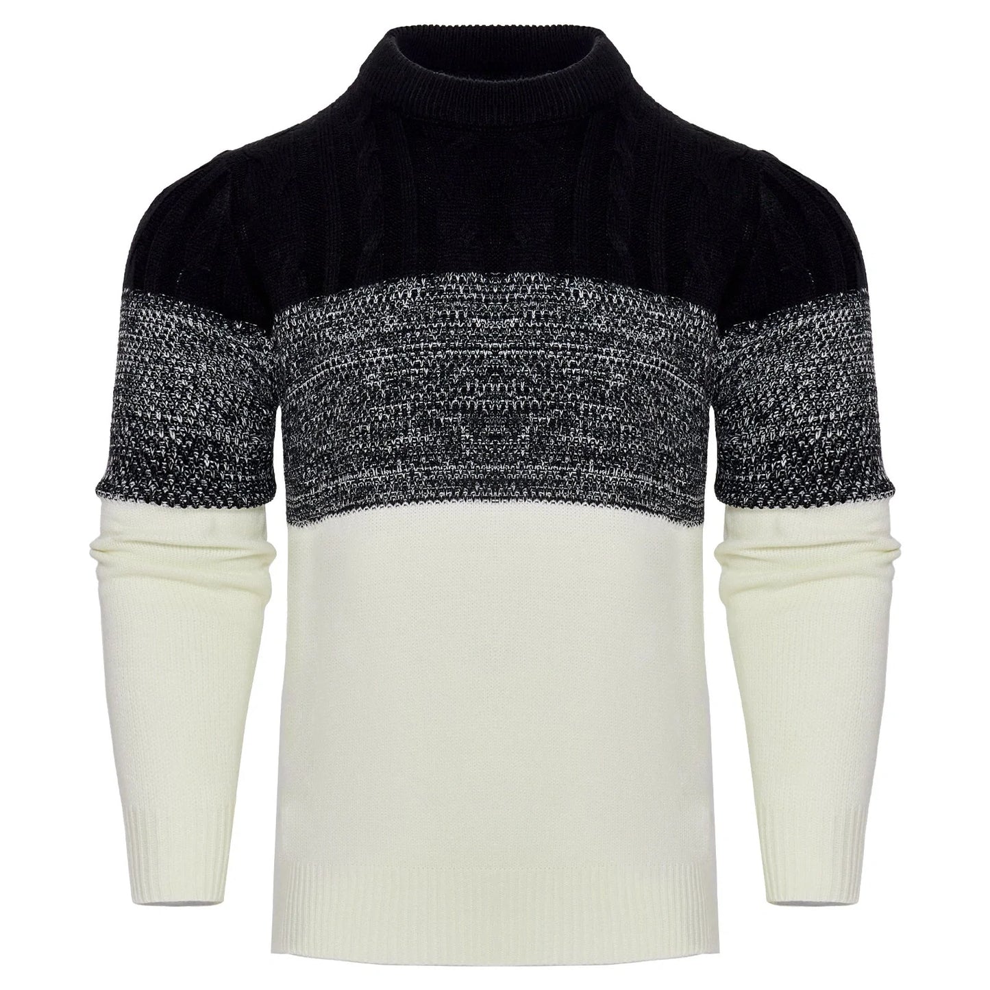 Men's Casual Cable Knit Colour Block Sweater in various colours for stylish comfort