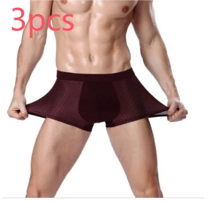 Men's ice silk underwear with U-convex design in modal fabric, showing breathable mesh construction