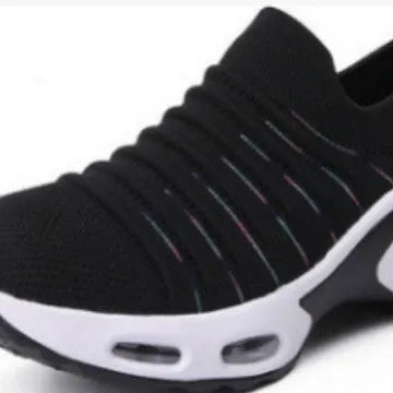 Fly-knit socks shoes in light grey with a stretch mesh upper and round toe