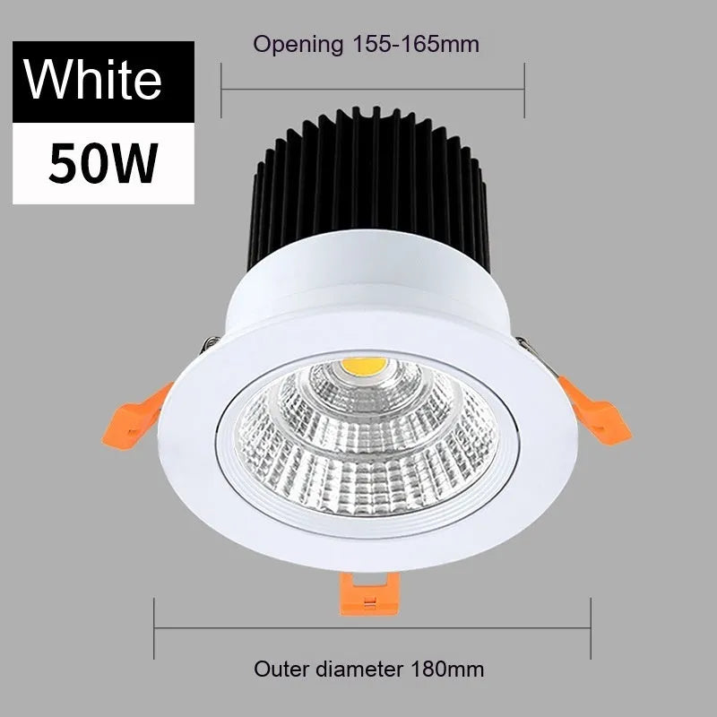 Modern aluminium recessed LED ceiling spotlight with three colour temperature settings shown installed.
