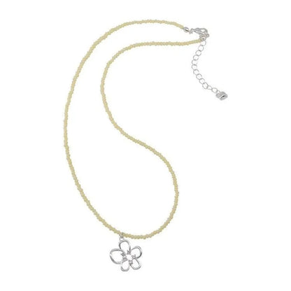 Women's hollow flower pendant necklace with colourful beads on copper chain