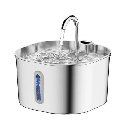 2.2L stainless steel smart pet water dispenser with faucet strip window, water pump and filter for dogs and cats