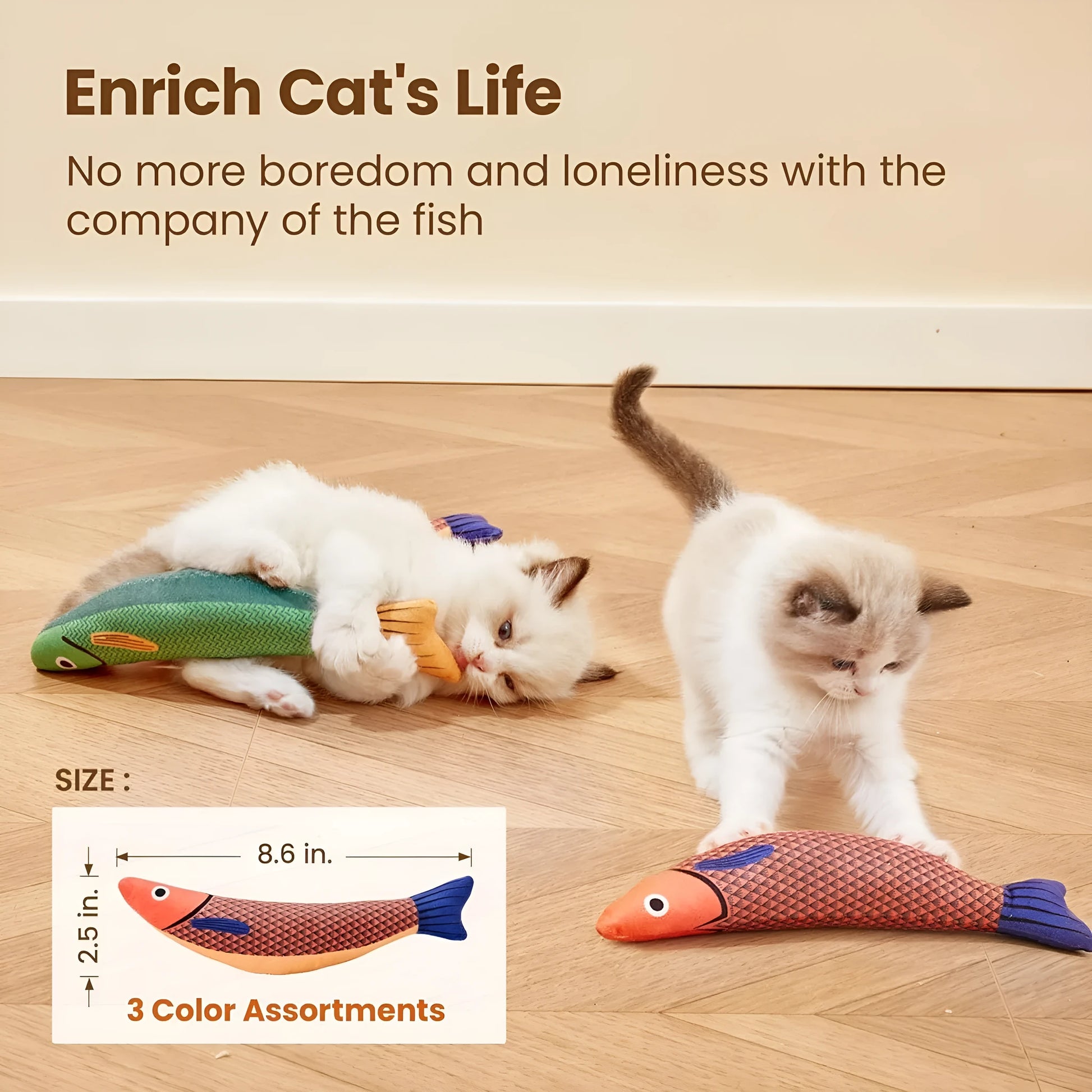 Green catnip-filled saury fish toy measuring 24cm with crinkle sound layer for feline play