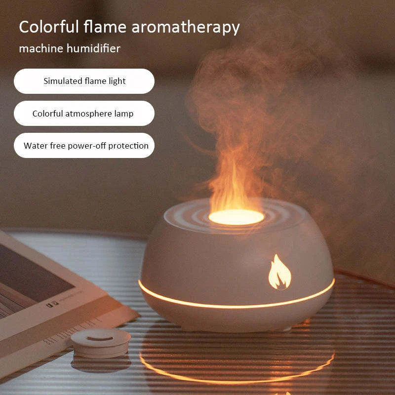 Soothing Aroma 7-Color Humidifier Diffuser with Flame-like Lighting Effect for Relaxation and Ambiance in Home
