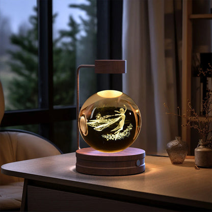 Crystal Ball Cosmic Dinosaur Indoor Night Light with USB Power and Warm Bedside Lighting