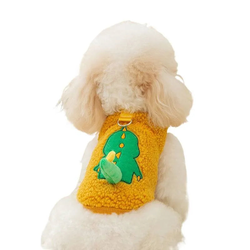 Winter warm fleece-lined pet vest sweater in polyester, available in three colours and six sizes XS-XXL.