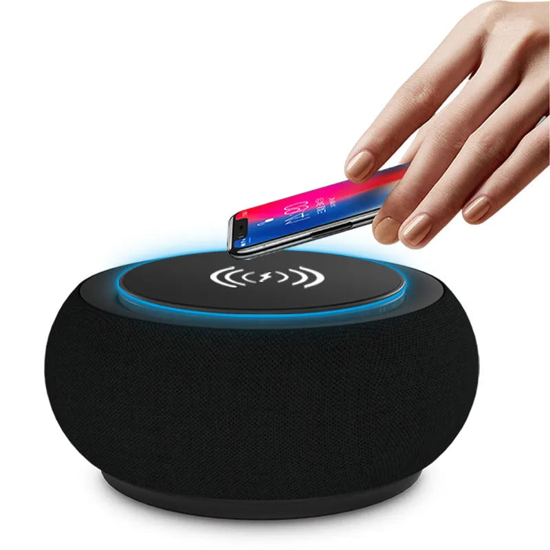Wireless Bluetooth speaker with dual speakers, 10-20W output, black or white, portable design
