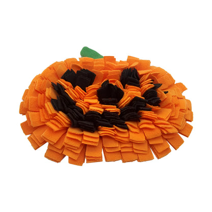 Orange pumpkin-shaped dog sniffing mat for slow feeding and anti-choking training