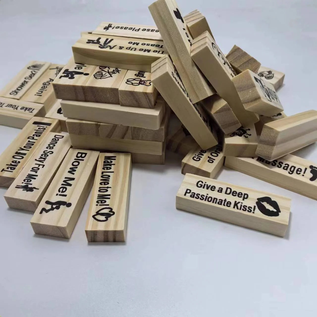 Couple's Intimacy Block Tower Game made from sustainable wood for date nights