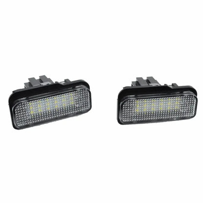 Mercedes Benz LED licence plate light for W203 W211 W219 R171 models showing 18 SMD LEDs