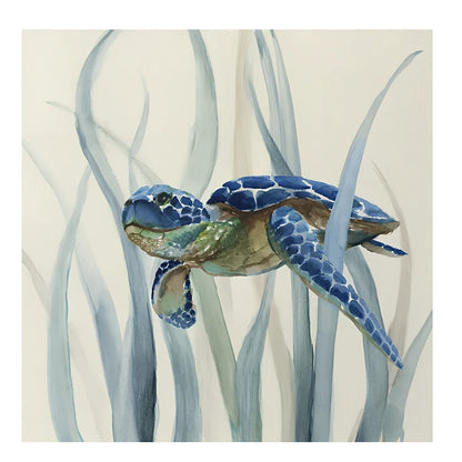 Frameless turtle canvas printing poster in 40x40cm square size with detailed picture colours