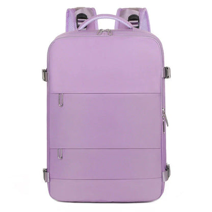 Versatile travel backpack for women with large capacity, waterproof design, and organized interior compartments
