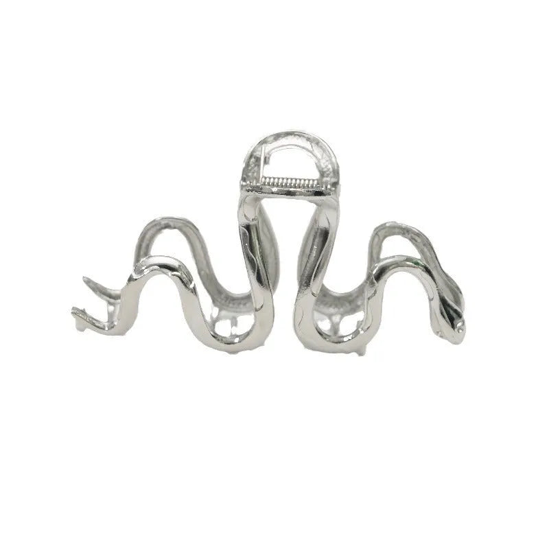 Silver Slytherin snake metal hair clip barrette measuring 10.5 cm on a white background.