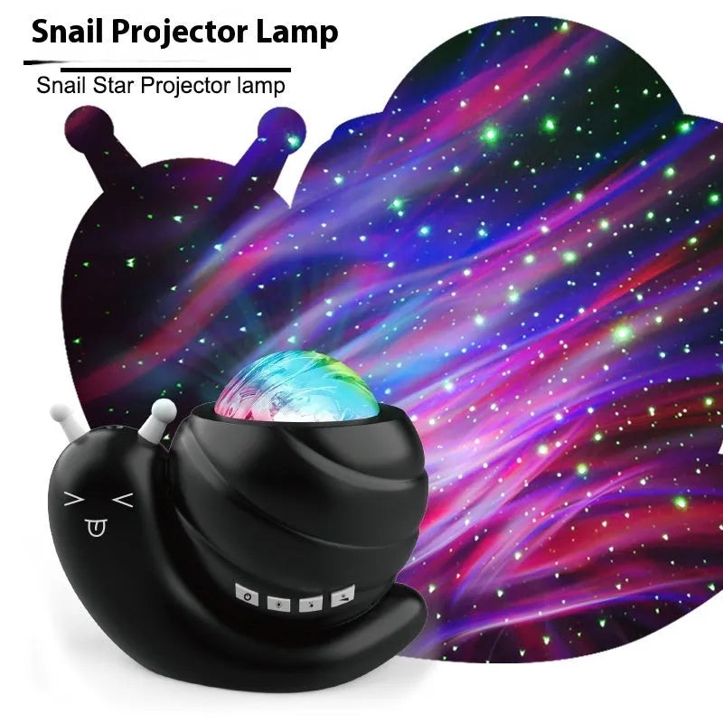 Snail Starry Sky Projection Lamp USB-powered Night Light Projector in Blue, Black, Pink, or White with Remote Control, Compact 14.8 x 10 x 12.2 cm Plastic Housing for Bedroom Ceiling Decor