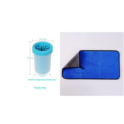 Silicone dog foot washing barrel bucket in blue colour for cleaning pet paws