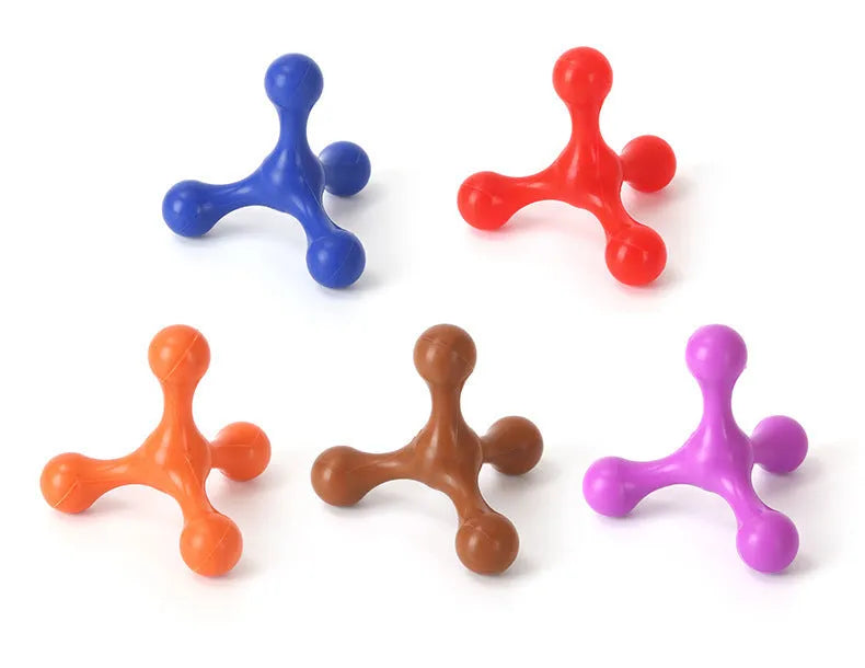 Blue three-legged silicone chew toy for small and medium dogs measuring 9.5cm with beef flavour
