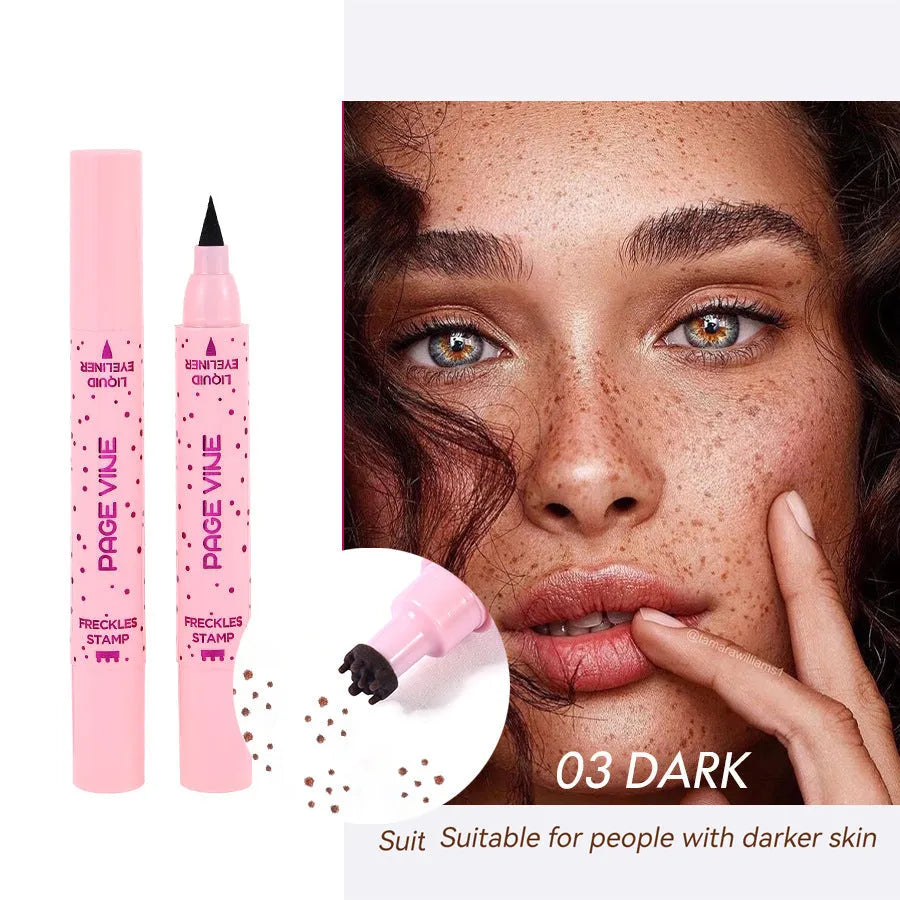 Natural freckle pen and eyeliner with double-headed design and cosmetic brush