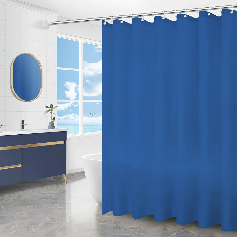 PEVA shower curtain in geometric dandelion pattern, 120cm wide x 180cm high with stainless steel buttonholes for waterproof bathroom use