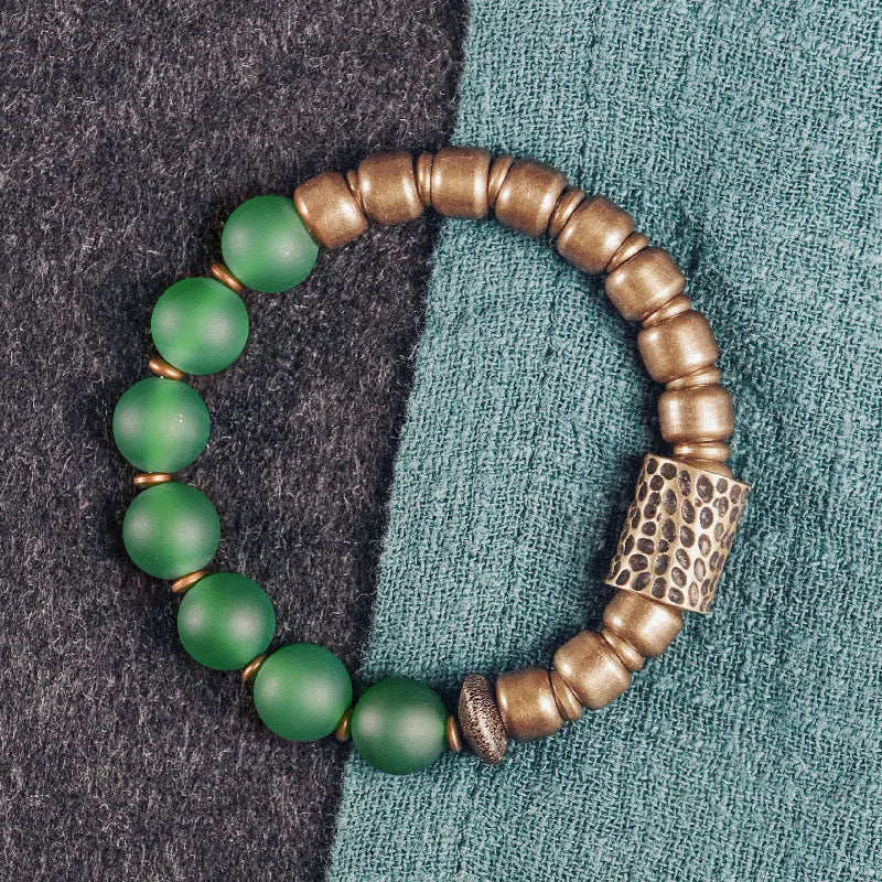 Natural agate couples bracelet with retro ethnic style in green and red colour options