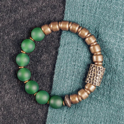 Natural agate couples bracelet with retro ethnic style in green and red colour options