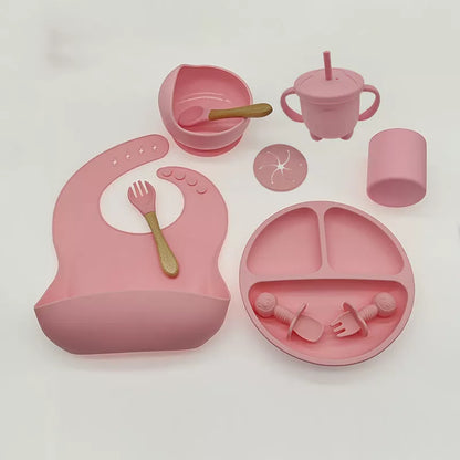 10-piece baby silicone feeding tableware set in various colours