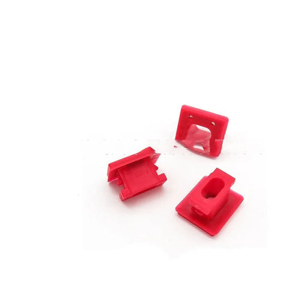 Ten white plastic snap-in clips for BMW interior door panel repair.