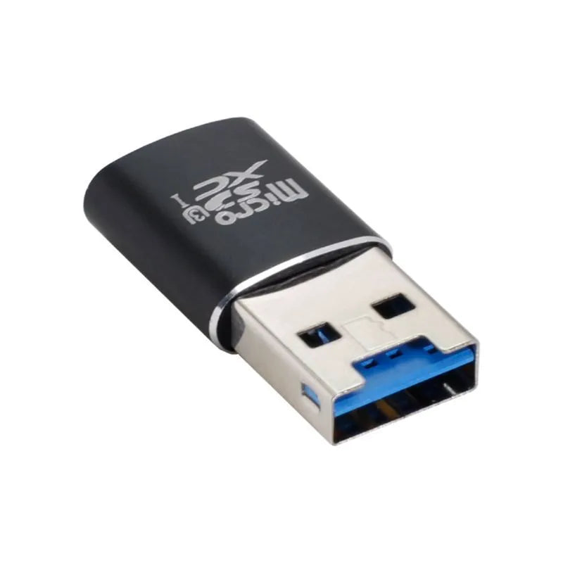 Black USB 3.0 Micro SD card reader with ABS plastic shell for memory card data transfer