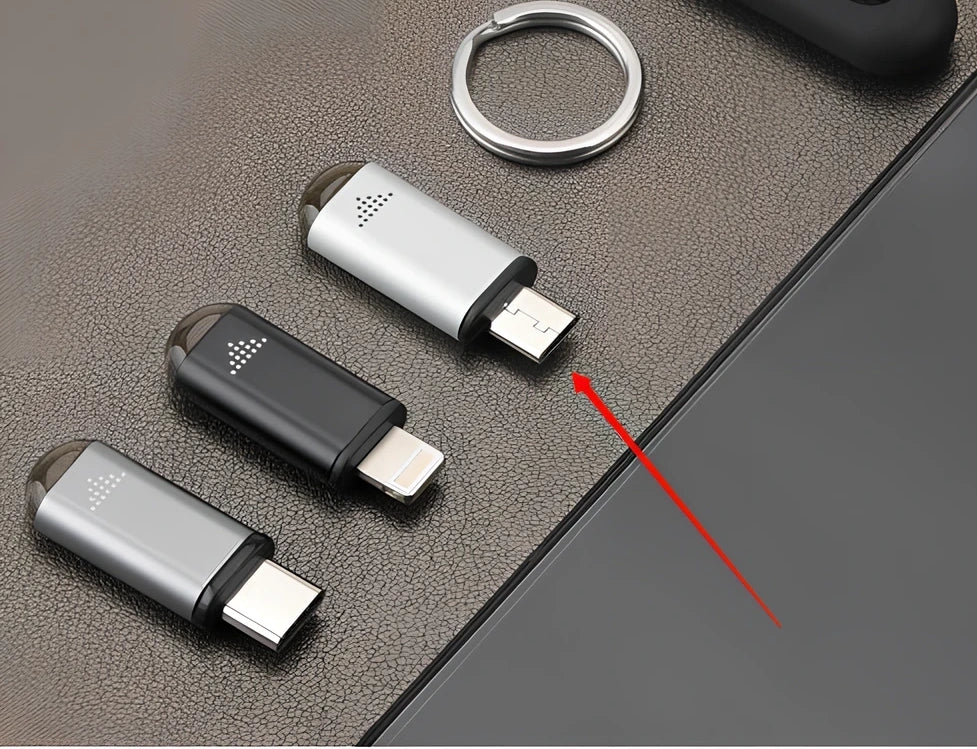 Black mobile phone infrared remote control learning device measuring 42mm by 14mm by 8mm with smartphone connection