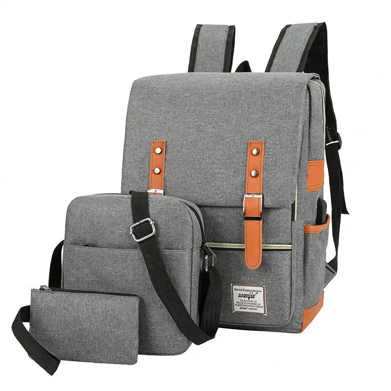 Three-piece waterproof business backpack with curved shoulder straps in four colour options