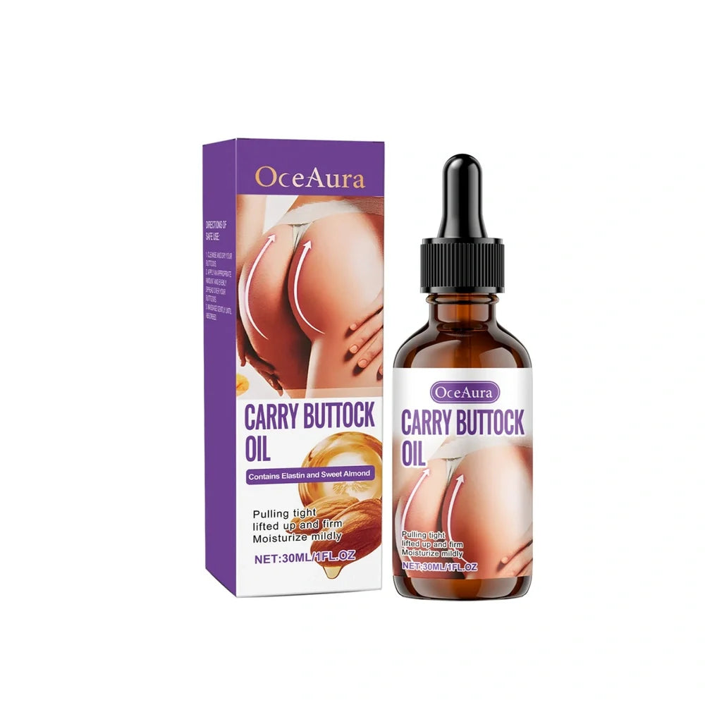 30ml hip care oil bottle containing caffeine and vitamin E formulation for targeted application