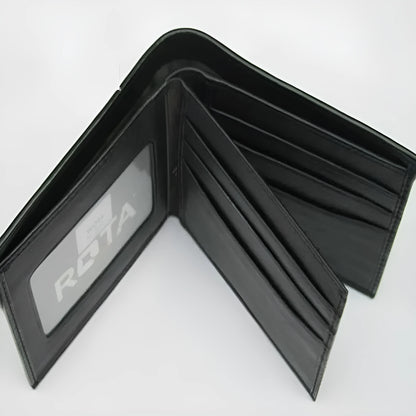 Genuine leather cowhide wallet with pearl fishskin lining in horizontal square design