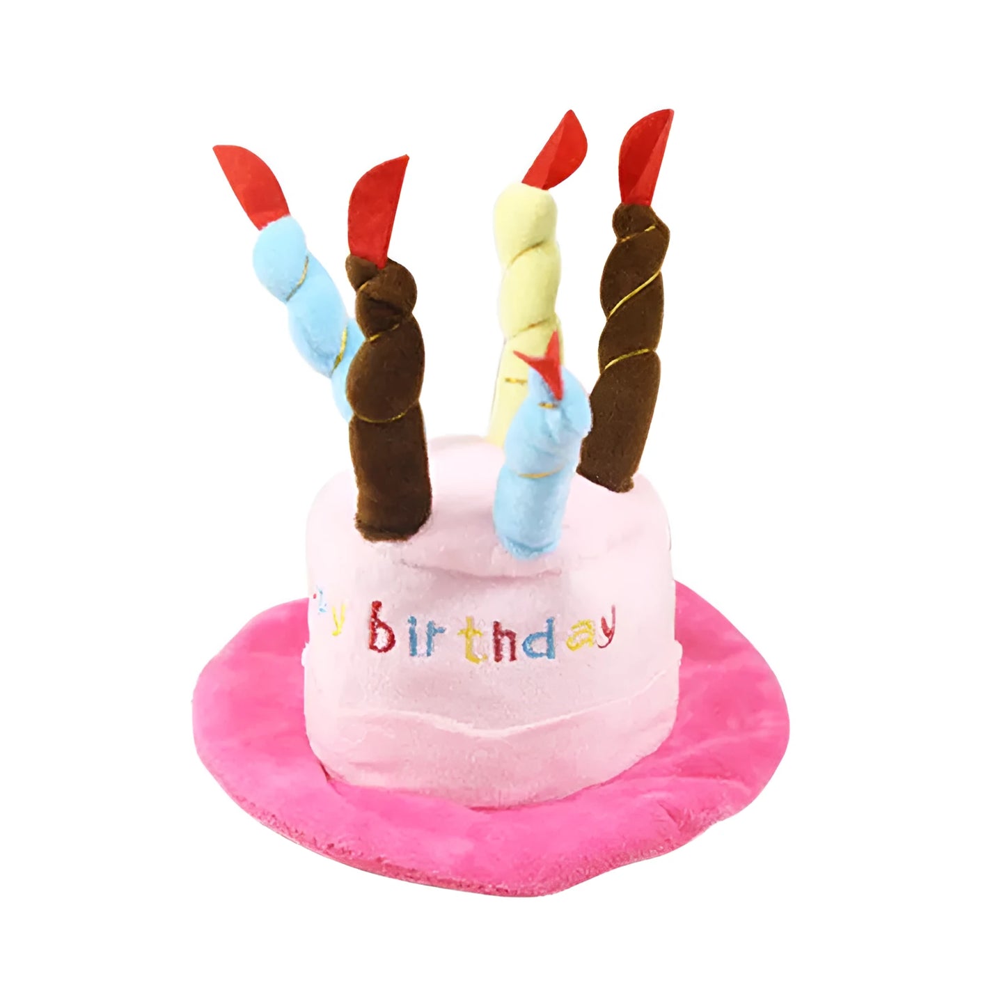 Blue and pink dog birthday hats for toy dogs measuring 21cm wide by 15cm tall